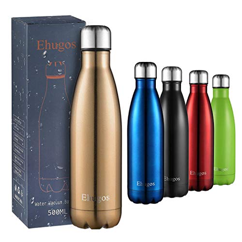 Ehugos Water Bottles 500ML Double Walled Insulated Stainless Steel Vacuum Flask Bottle Ehugos Water Bottles 500ML Double Walled Insulated Stainless Steel Vacuum Flask Bottle