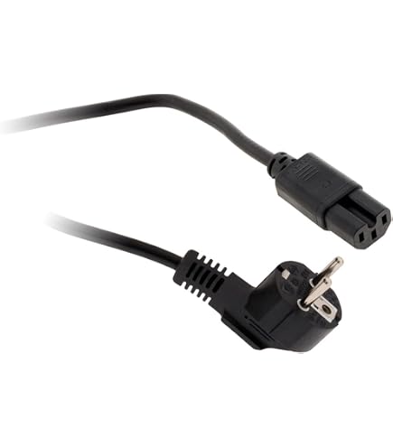 Good Connections Câble D'Alimentation 5m Type E+F CEE 7/7 Coudé Vers C15 - 1mm² Noir