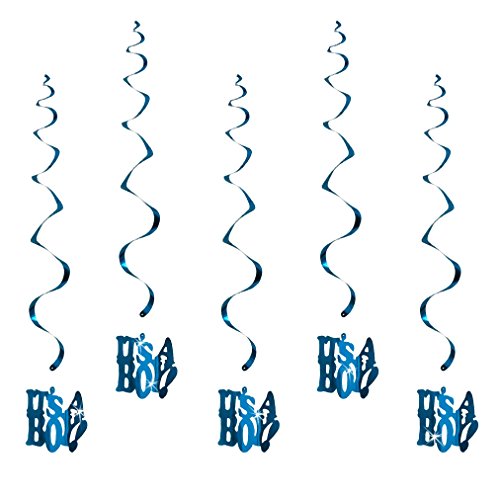 Oblique-Unique® Deckenhänger Girlande Its a Boy Junge Baby Shower - 5er Set in Blau Schwangerschaft