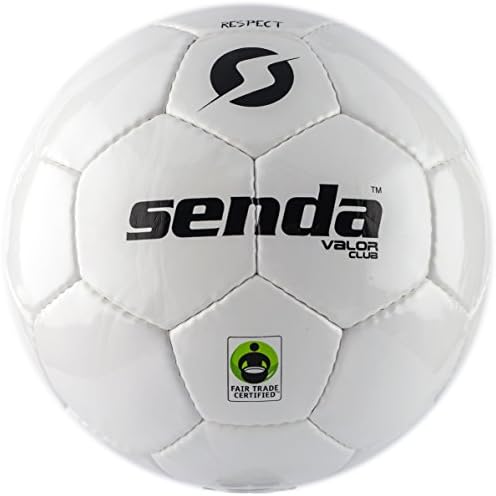 Senda Valor Club Soccer Ball, Fair Trade Certified, White/Black, Size 5 (Ages 13 &amp; Up)
