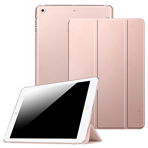Fintie iPad Air Hülle Case - Ultra Slim Superleicht Schutzhülle mit Lichtdurchlässig Rückseite Abdeckung Smart Cover Tasche mit Auto Schlaf / Wach und Standfunktion für Apple iPad Air, Roségold