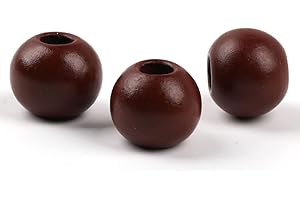 Oneyijun 50 Piezas Cuentas de Madera Naturales Redondas de Colores para Bisutería DIY - Abalorios de 20mm con Agujero para Manualidades, Decoración y Creación de Joyas (Marrón)