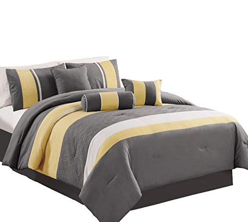 Chezmoi Collection 7-teilig sunvale gelb grau weiß Tröster Betten Set (König)