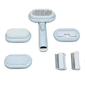 Smarty Pet 5 in 1 Pet Grooming Kit Pin Brush, Bristle Brush, Dematting Comb, Deshedding Comb, Massage and Bath Brush for Dogs & Cats