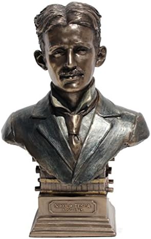 VERONESE 7 1/2 Inch Nikola Tesla Bust Statue Cold Cast Resin Bronze Statue