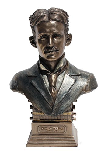 VERONESE 7 1/2 Inch Nikola Tesla Bust Statue Cold Cast Resin Bronze Statue