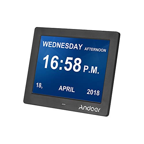 Andoer 8inch HD Digital Andoer 10 Inch Digital Calendar Clock Memory Loss Day Clock Digital Photo Video Music Frame With Remote Control