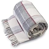 Ropa de Cama de Lana Merino 100% Inglesa para sofá o pícnic, Manta de Lana Natural, Manta Doble, 160 x 200 cm, Producto Natur