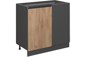Vicco mobile ad angolo cucina R-line, Quercia dorata/Antracite, 86 cm Forma a J, senza piano di lavoro
