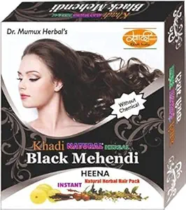 Khadi Natural herbal organic Black Mehndi powder Hair Color for Hair fall control, Dandruff Free, Hair Growth & Shiny Hair