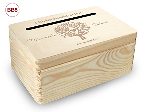 kleine Holz-Geschenkbox Hochzeit Briefbox (BB4) Geldgeschenke incl Lasergravur - 8