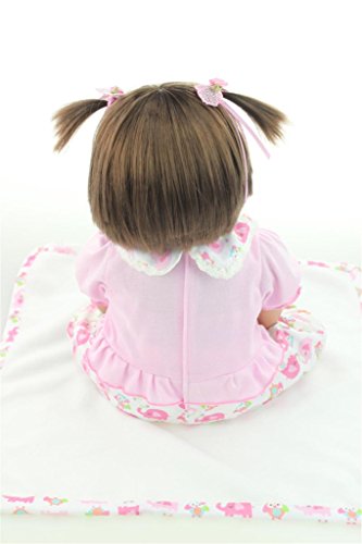 Fachel Reborn Baby Doll realistic baby dollsVinyl Silicone Babies 55cm 22inch Doll Newborn real baby doll Life Like Reborn Pacifier Doll Pink hair and smiling face girl
