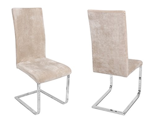 Beautex Maya Samt Mirofaser Stuhlhusse, elastische Stretch Husse Bi-Elastic, Farbe wählbar, Natur - 2