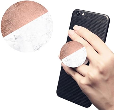 Pop Multi-Function Car Mount Free Clip Cell Phone Holder Expanding Stand Grip Sockets For Smartphones iphone Samsung LG Sony iPad And Tablets White Extensible Finger Holder-Stylish rose gold white marble