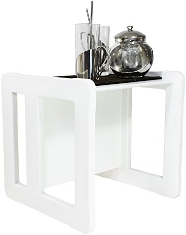 3 in 1 Adults Multifunctional Small Coffee Table One Piece or Children's Montessori Table or Chair Beech Wood, White Stained