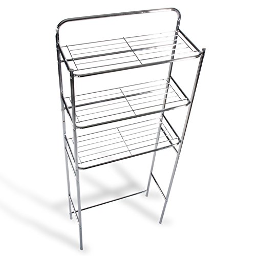 casa pura® Badregal Savona | platzsparender WC-Überbau | freistehend, ohne Bohren | verchromt | 3 Ablageböden | 59,5x26x151,5 cm - 3