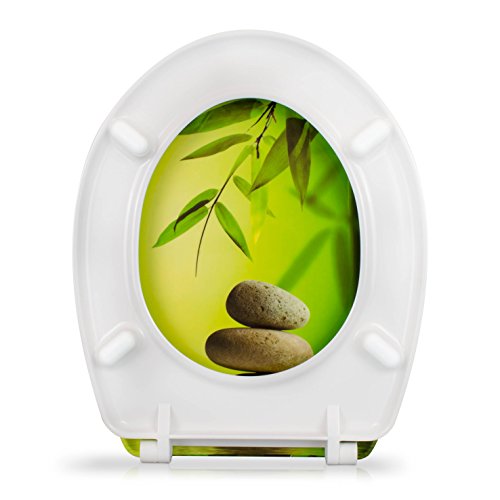 WC Sitz mit Absenkautomatik – „Zen Steine“ Design – Toilettendeckel mit Motiv aus Duroplast inkl. Montagesatz – VENKON - 8