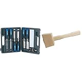 Maza de madera maciza. Draper Expert 88605 - Juego de cinceles para madera (8 unidades) & Silverline 273206 - Maza de madera, 310 mm