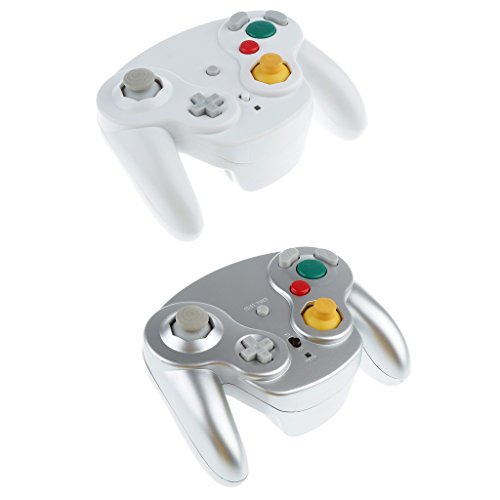 Preisvergleich Produktbild Sharplace 2X Wireless Controller Gamepad für Nintendo Gamecube WiiU + Receiver Adapter Videospiele Zubehör - Silber + Weiß