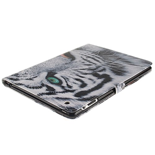 iPad 4 Lederhülle – Felfy Slim Full Body Weiß Tiger Sharp Grünen Augen Muster PU Case Cover Etui Schutz Hülle Tasche für Apple iPad 2 / iPad 3 / iPad 4 + 1x Koala Anti Stöpsel + 1x Black Stylus - 4