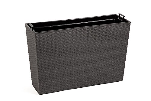 Rattan Design Blumentopf Übertopf Pflanzkübel Blumenkübel- UV - Beständig 19x56x36 cm grau
