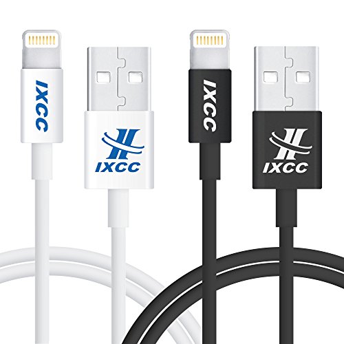 Lightning Kabel Kurz, iXCC 1 Meter Haltbares Ladekabel Lightning 8pin auf USB [Apple-MFi-Zertifiziert] für iPhone 7/SE/5/6/6s/Plus, iPad Mini,iPad Air, iPad Pro - Weiß and Schwarz
