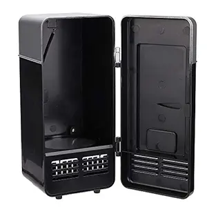 Mini Fridge, Mini USB Office Mini Heating Portable Cooling Dual-Use Portable Refrigerator Drink Cooler for Skincare Food Home Travel Gift(Black)