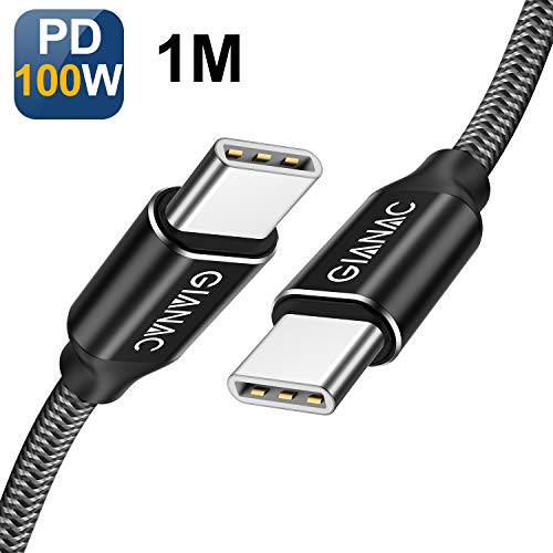 QGhappy Cable USB C a USB C [1M], Cable Tipo C de Carga Rápida 100W 20V / 5A PD Cable de Datos para MacBook, MacBook Pro, iPad Pro 2018, MacBook Air,ChromeBook Pixel, Galaxy S8+,Nintendo Switch