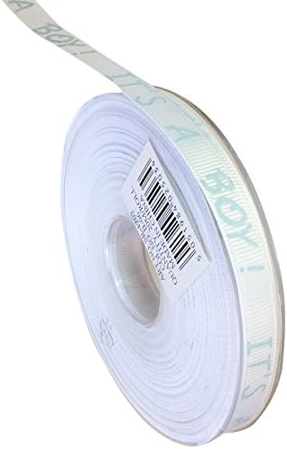 Crafty Impressions 'It's a Boy' Grograin Ribbon, White/ Blue
