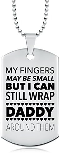 Personalised Jewellery Ltd My Fingers May Be Small, But I Can Still Wrap My Daddy Around Them Dog Tag, Stainless Steel, Fathers Day
