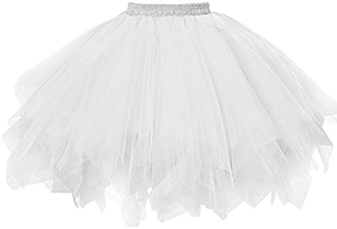 Longra® Womens Pleated Gauze Short Skirt &amp; Adult Ballet Tutu Dancing Skirt High Quality Puff Skirt (White, One Size/Waist:60-110cm/23.6-43.3")