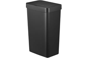 EKO | Cubo de Basura Cocina 50L con Sensor Automático y Cierre Suave | Papelera Negra a Pilas | Acabado Antihuella, Base Antideslizante y Soporte para Bolsa | Diseño Moderno y Silencioso