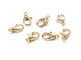 Karabiner 14K echtgold beschichtet 12 mm 4 Stück von Vintageparts DIY-Schmuck Karabinerverschluss Verschluss Kettenzubehör Kettenverschluss