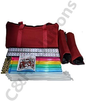 4 Clear Pushers And 4 Color Racks + American Mah Jong Set Burgundy Red Bag 166 Tiles (Mah Jong Mah Jongg Mahjongg)By C&amp;H Solutions by CNH