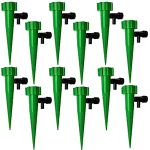 Kelexx 12pcs Plant Waterer Self Watering Spikes System Adjustable Water Flow Drip Irrigation Watering Device Kits