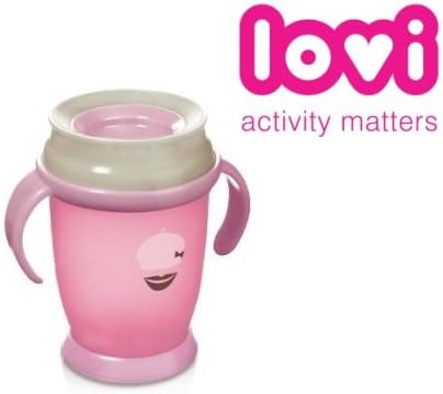 LOVI 360 Cup "RETRO BABY" 1x Bottle - glass like drinking 210ML, (9m+)/ PINK