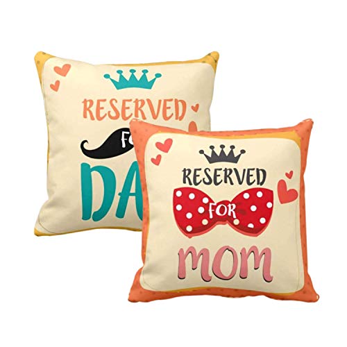 YaYa cafe for Mom Dad, Reserved for Queen Mom King Dad Cushion Covers 20x20 inches Marriage Mothers Fathers Day
