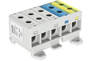 MOREK Blocco di distribuzione per al/Cu adatto a 10 x 2,5 – 35 mm², grigio, blu, giallo, verde, 1000 V AC/DC, morsetto isolato, OTL 35 – 5 x MAA5035A10 4399