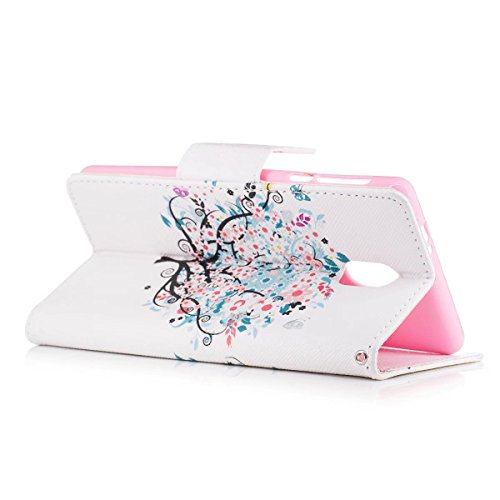 LEMORRY Nokia 3 Hülle Tasche Ledertasche Flip Beutel Haut Slim Bumper Schutz Magnetisch Soft SchutzHülle Weich Silikon Cover Handhülle Schale für Nokia 3, Kunstbaum - 7