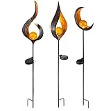 led design lampe philips deckenspot Formen: Flammen, Mond 3er Set Design LED Solar Leuchten Außen Beleuchtung Dekoration Steck Lampen Flamme Design