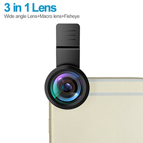 oldshark? 3 in 1 Clip Kits 180 Grad Fischaugen Objektiv + 0,65 x Weitwinkel + 10 x Macro Objektiv für iPhone iPad Samsung Blackberry und die meisten Handys Schwarz - 2