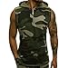 Produktbild Tops Herren Sommer Shirts Basics Baumwolle Tank Tops Fitness Running Polo Bluse Strand Hemden Herbst 2019 Neu Qmber Ärmellose Weste mit Camouflage Kapuze/Grün,M