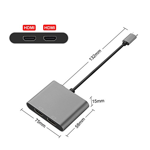USB Typ C auf Dual HDMI Hub für Macbook Pro, MacBook, Chromebook Pixel und mehr, Thunderbolt 3 Kompatibel, [DEMEDO] USB 3.1 auf Dual HDMI Multiport Adapter - 4
