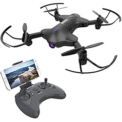ATOYX AT-146 Drone con Cámara, Mini Drone Plegable con App WiFi FPV 720 HD, Altitud Hold, Modo sin Cabeza, Una Tecla de Despegue y Aterrizaje de Gravedad RTF, Año, Negro