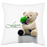 E-Tailor Heart Theme Printed Soft Satin Multicolor Cushion with Filler for Valentine Gift, Size-16x16 Inches Set of 1 Pcs