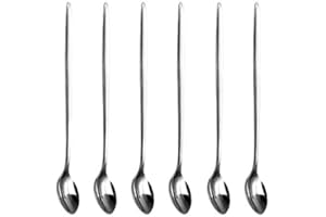 Kitchen Stars Lot de 6 cuillères à latte en acier inoxydable de qualité supérieure, idéales pour le café, le dessert et la crème glacée