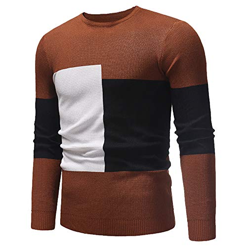 Luiyy Suéter de hombre Invierno Manga larga Suéter casual Jersey de punto caliente Sudaderas de moda masculina Blusa Chaqueta Abrigo Jersey Ajustado para Hombre Ocasionales Sudadera(Color caramelo,XL)