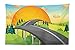 Produktbild BAOQIN 60*80 Inches Unique Design Wonderful Prints Road Trip Tapestry, Scenery of a Long Viaduct Road Passing Through Pine Forest with Sunset at Horizon, Fabric Wall Hanging Decor for Bedroom Living