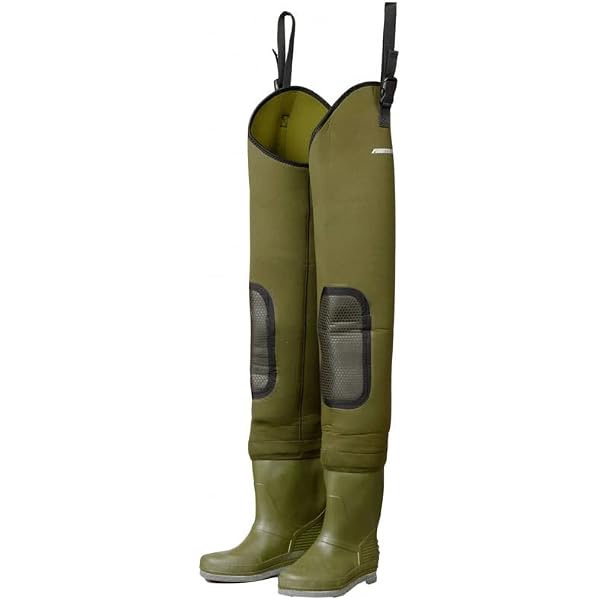 Cuissardes Pêche Haute – Résistantes à -50°C – Tissu Polyester/PVC – Étanches, Réglables – Tailles 39 à 47 – Vert Olive