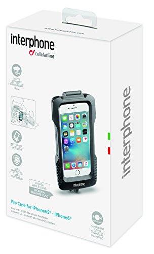 Cellularline Interphone soporte para tu Apple iPhone 6, soporte de moto, soporte de coche para tu bicicleta - resistente al agua, horizontal y vertical - negro (importado)